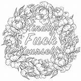 Swear Kindly Vulgar Curse Trippy Swearing Hippy Mandala Coloringhome Sweary Flowered sketch template