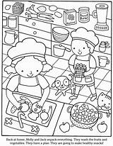 Coloring Pages Colouring Color Snacks Healthy Kids Dover Publications Cook Printable Sheets Welcome Preschool Books Activity Fruits Choose Board Washing sketch template