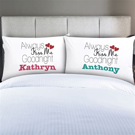 Personalized Couples Always Kiss Me Pillow Cases Set Of 2