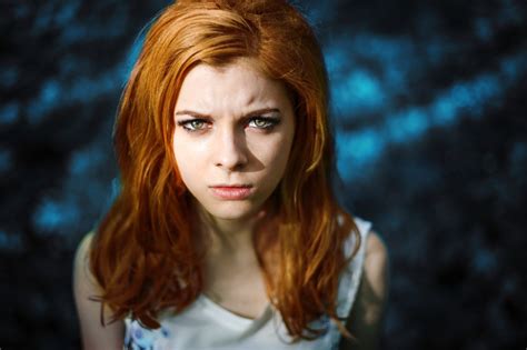 Women Model Face Portrait Redhead Frown Wallpaper