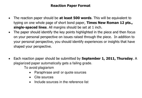 start  reaction paper     reaction paper paragraph