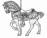 Carousel Horse Coloring Pages Animals Getdrawings Getcolorings sketch template