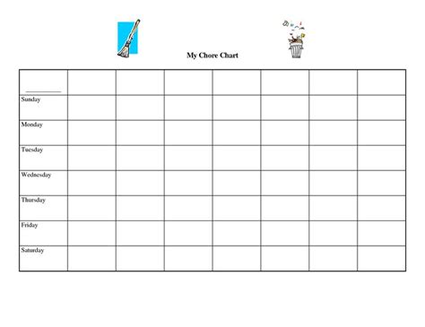 printable blank spreadsheets chore charts  chore charts
