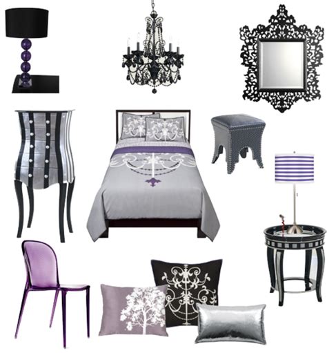 sexy black silver fuschia and purple bedroom