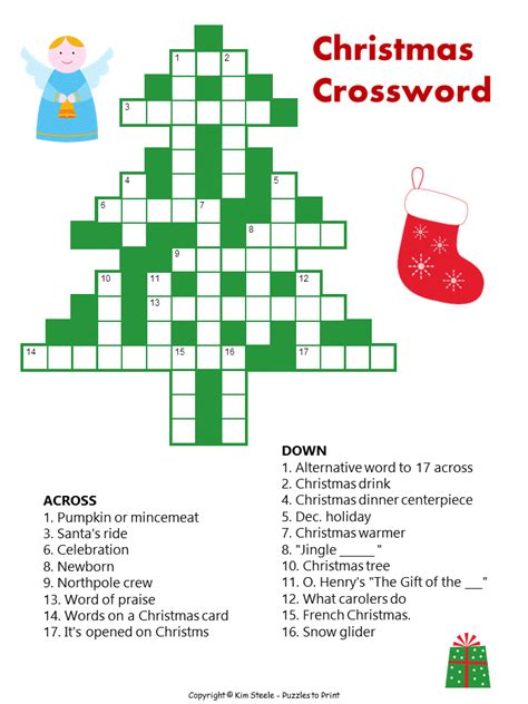 printable crossword puzzles  adults  answers christmas