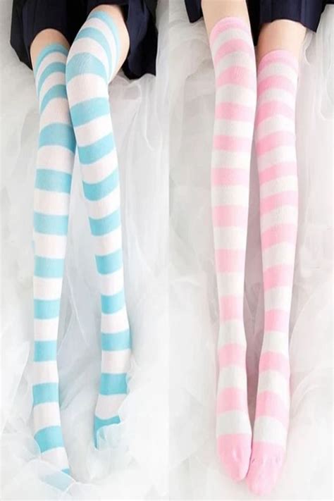 Stripe Thigh High Stockings Striped Thigh High Socks Over Knee Socks