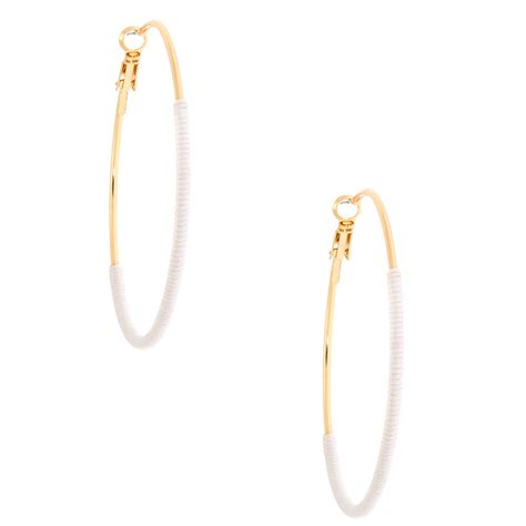 gold mm thread wrapped hoop earrings white claires