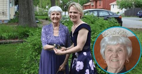 97 year old grandmother attends her first prom and even named honorary