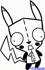 Coloring Zim Invader Pages Gir Printable Pikachu Popular Colouring Cat sketch template