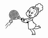 Tennis Coloring Playing Girl Racket Pages Getdrawings Sports Coloringcrew Book sketch template