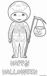 Coloring Costume Halloween Skeleton Trick Treat Pages Printable sketch template