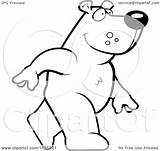 Walking Bear Upright Clipart Cartoon Outlined Coloring Vector Thoman Cory Royalty sketch template