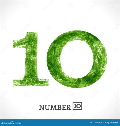 number  grunge symbol ten green eco style   white ecology nature design stock