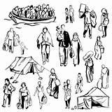 Refugees Refugee Illustrations Syrian Auswanderung Einwanderung Flüchtlinge Grafiken Vektor Istockphoto sketch template