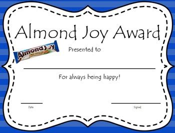 candy bar award certificates  emily sopata teachers pay teachers