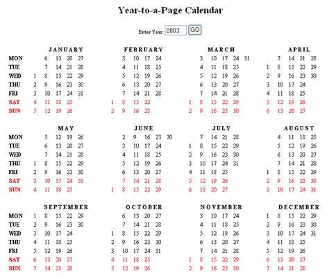 create  year   page calendar