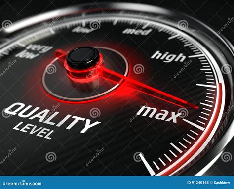 maximum quality concept quality level meter stock illustration illustration  improve