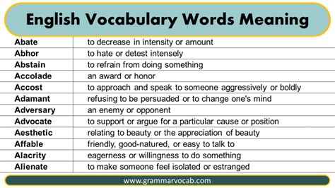 vocabulary words  meaning  grammarvocab