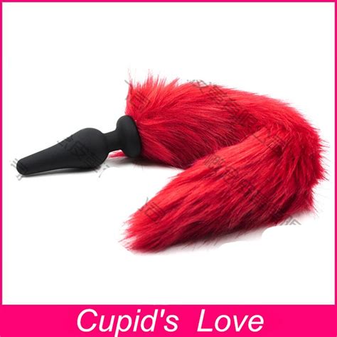Fox Tail Anal Plug Red Silicone Butt Beads Anus Sex Toys For Women