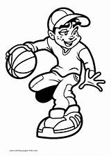 Coloring Pages Basketball Kids Color Sports Printable Sheets Player Clipart Print Found sketch template