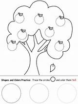 Worksheets Worksheet Apple Circle Preschool Tree Shapes Shape Tracing Pre Coloring Trace Color Pages Circles Printable Activities Kindergarten Fruit Learning sketch template