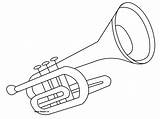 Trumpet Coloring Instrument Sketch Woodwind Trumpets sketch template