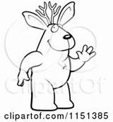 Jackalope Outlined Coloring Clipart Cartoon Vector Waving Friendly Presenting Romantic Rose sketch template
