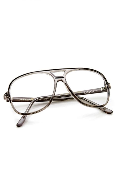 retro classic square translucent clear lens aviator glasses