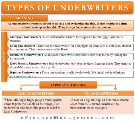 types  underwriters  role     efinancemanagement