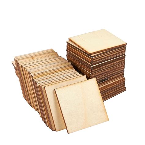 pack unfinished wood cutouts  wooden square sharp corners wood