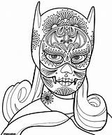 Coloring Skull Pages Sugar Girly Girl Dia Los Batgirl Printable Adult Drawing Cpr Cat Wenchkin Psychedelic Book Print Muertos Flats sketch template
