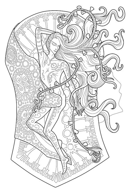 instant  long hair digital coloring pages etsy