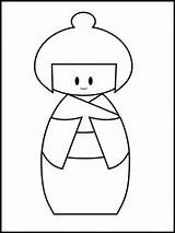 Kokeshi Printable Wings Dolls Clipartbest Colouring sketch template