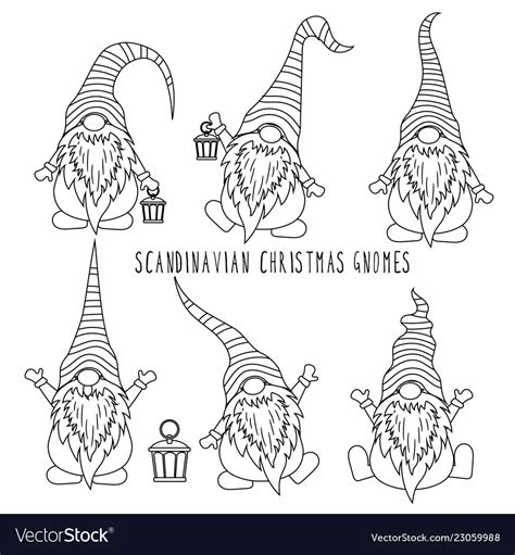 christmas gnomes collection  coloring vector image