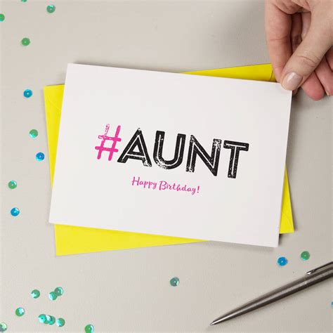 Hashtag Auntie Aunty Or Aunt Birthday Card By A Is For Alphabet