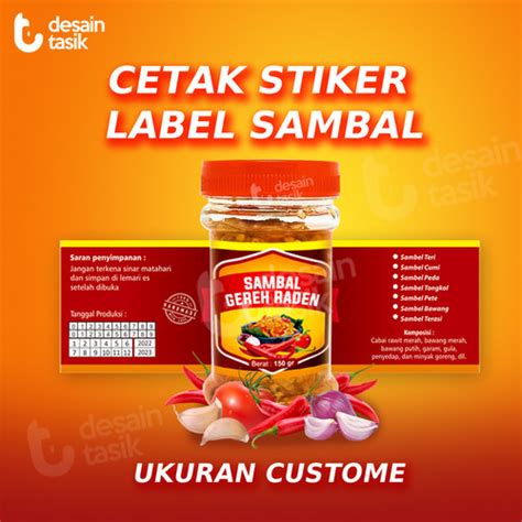 Jual Cetak Stiker Label Botol Toples Sambal Ukuran Custome 16x6 Cm
