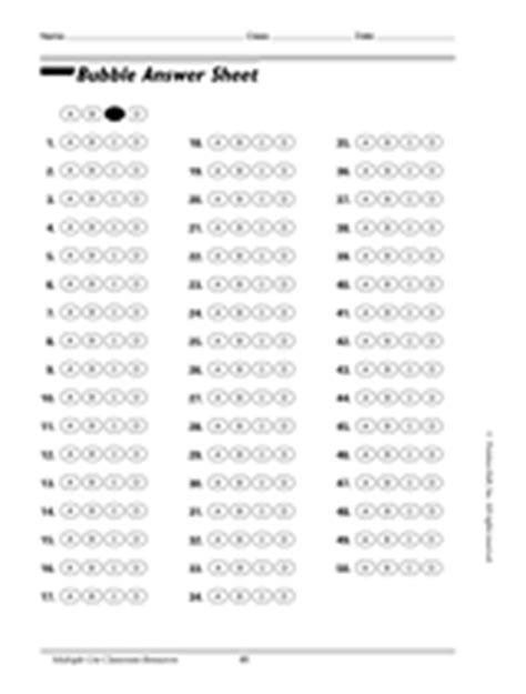 bubble answer sheet printable assessment tool  teachers grades