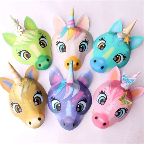 printable unicorn masks   cute unicorn   time happythought