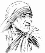 Teresa Mother Clipart Theresa Line Clip Saints Potrait Catholic Drawing Coloring Template Clker Clipground Large Rating sketch template