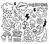 Weather Grunge Drawing Coloring Pages Kids Spring Hand Windy Printable Color Cold Icons Hot Set Rain Colouring Drawings Sheets Stock sketch template