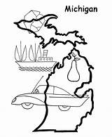 Michigan State Coloring Pages Outline Map Shape History Drawing Printables Usa Tradition Demographics Interest Points Notebook Travelers Showing Culture Printable sketch template