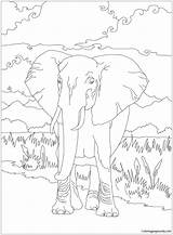 African Elephant Coloring Pages Bush Color Online Adults Getcolorings Coloringpagesonly sketch template