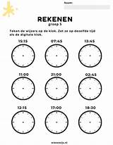 Groep Rekenen Klokkijken Werkblad Wijzers Wiesewijs Tekenen Downloaden sketch template