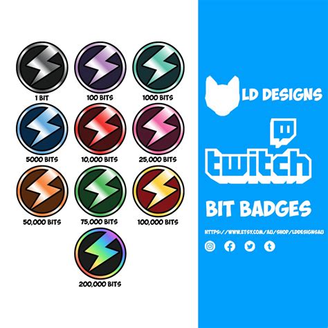 twitch bit badges twitch  badges lightning bolt etsy