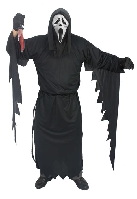 Scream Scary Movie Costume With Official White Ghost Face Mask