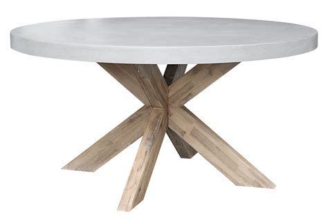ronde witte houten tuintafel van robuust hout ook leuk voor binnen concrete table dinning