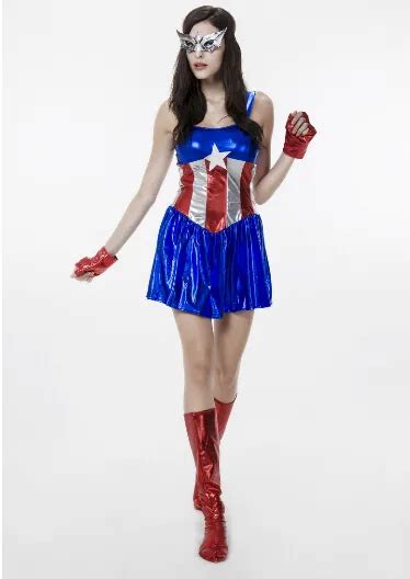 fancy marvel avengers superhero captain america woman costume dress