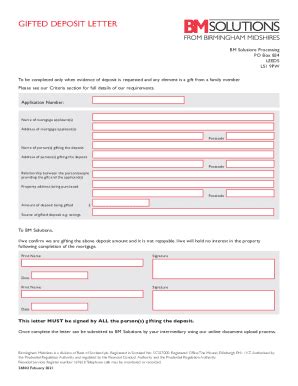 fillable  bm gifted deposit letter template bm solutions fax
