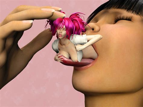 Rule 34 2girls 3d Breasts Giantess Minigirl Nipples Pink Hair Tongue