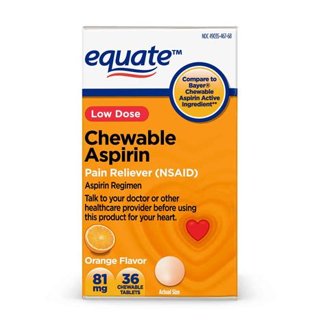 equate aspirin  mg pain reliever nsaid chewable tablets  dose